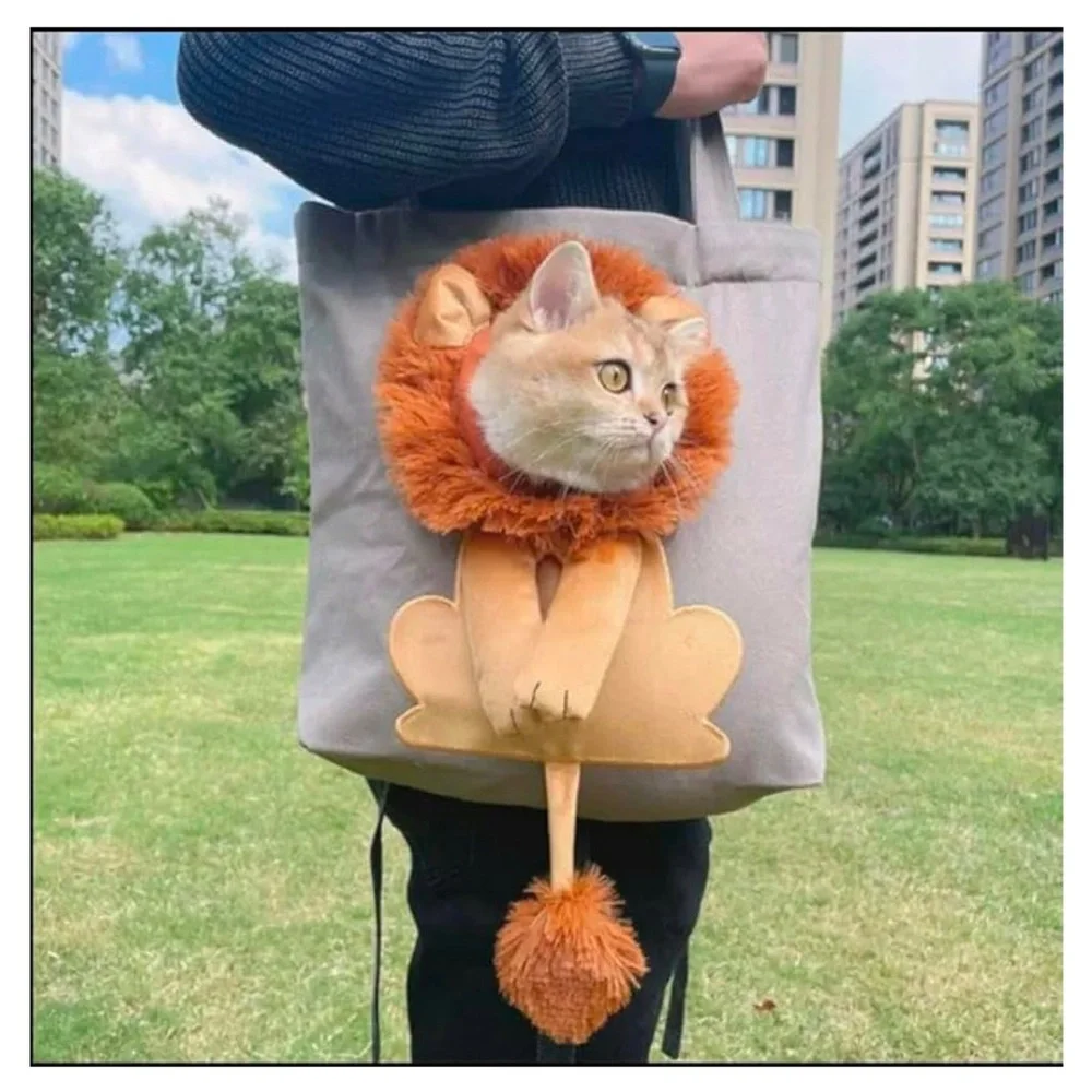 NEW Green Canvas Lions Head Small Pet Carrying Bag